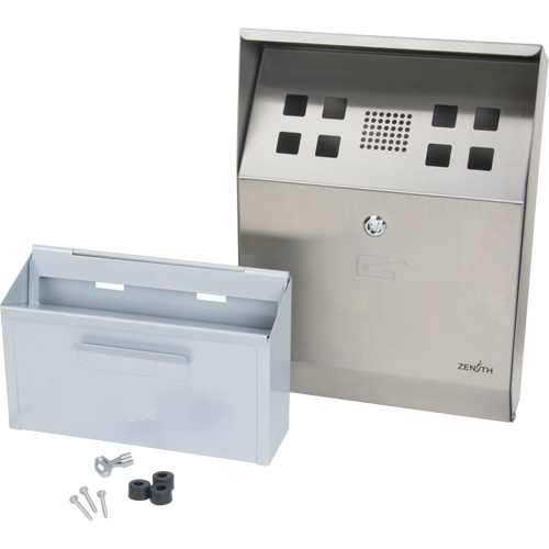 Smoking Receptacle, Wall-Mount, Stainless Steel, 1.6 Litres Capacity, 13-4/5" Height Ontario Packaging