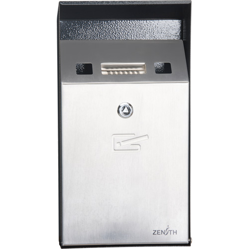 Smoking Receptacle, Wall-Mount, Stainless Steel, 1 Litre Capacity, 11-4/5" Height Ontario Packaging