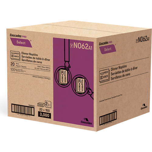 Pro Select&reg; 1/8 Fold Dinner Napkin, 2 Ply, 15" x 16" Ontario Packaging