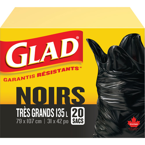135L Garbage Bags, Regular, 31" W x 42" L, Black Ontario Packaging