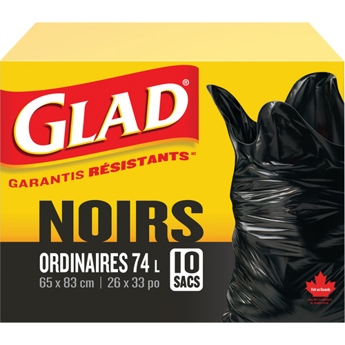 Sacs &agrave; ordures 74 L, R&eacute;gulier, 26" la x 33" lo, Noir Ontario Packaging