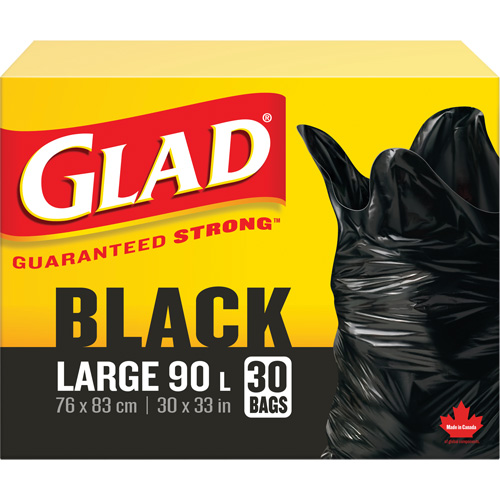 90L Garbage Bags, Regular, 30" W x 33" L, Black Ontario Packaging