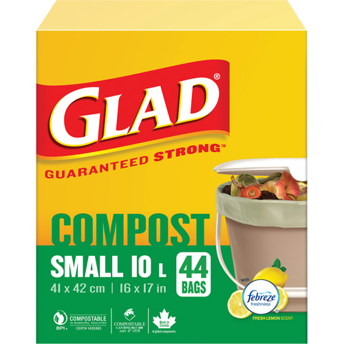 Small Compostable Bags, Regular, 17" L x 16" W, Brown, 10 L (3 Gal.) Capacity Ontario Packaging