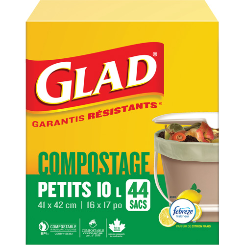 Small Compostable Bags, Regular, 17" L x 16" W, Brown, 10 L (3 Gal.) Capacity Ontario Packaging