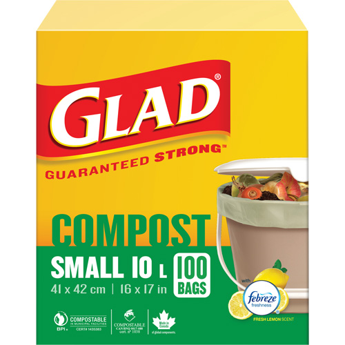 Petits sacs de compostage, R&eacute;gulier, 17" lo x 16" la, Brun, Capacit&eacute; de 10 L (3 gal.) Ontario Packaging