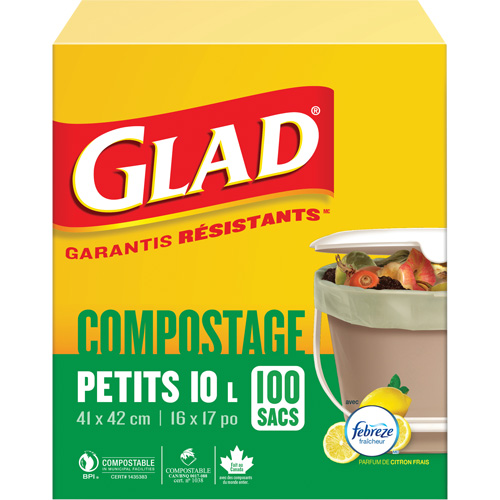 Petits sacs de compostage, R&eacute;gulier, 17" lo x 16" la, Brun, Capacit&eacute; de 10 L (3 gal.) Ontario Packaging