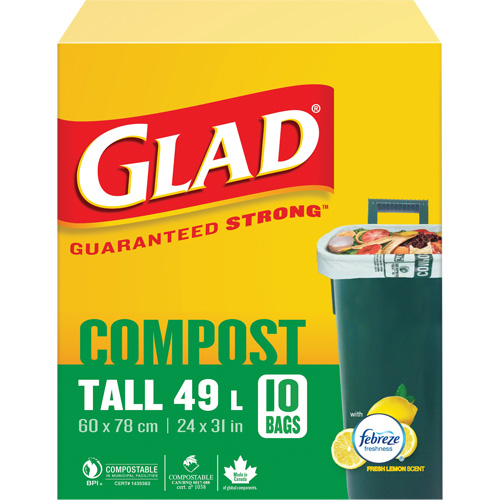 Tall Compostable Bags, Regular, 31" L x 24" W, Brown, 49 L (13 Gal.) Capacity Ontario Packaging