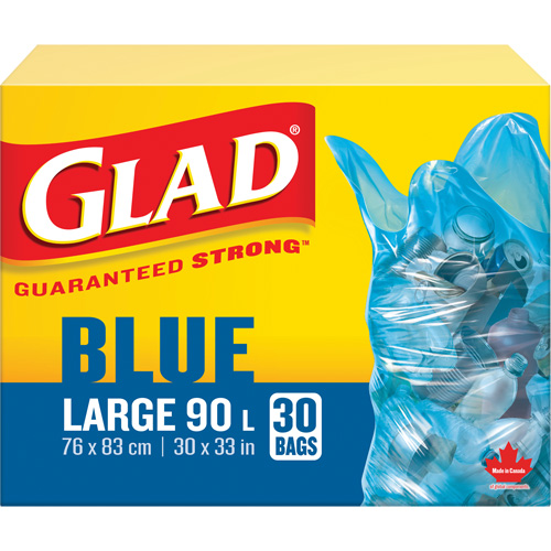 90L Recycling Bags, Regular, 30" W x 33" L, Blue Ontario Packaging