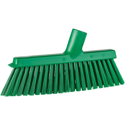 Dustpan Broom with Angled Thread, Medium Bristles, 10", Polyester, Green Ontario Packaging