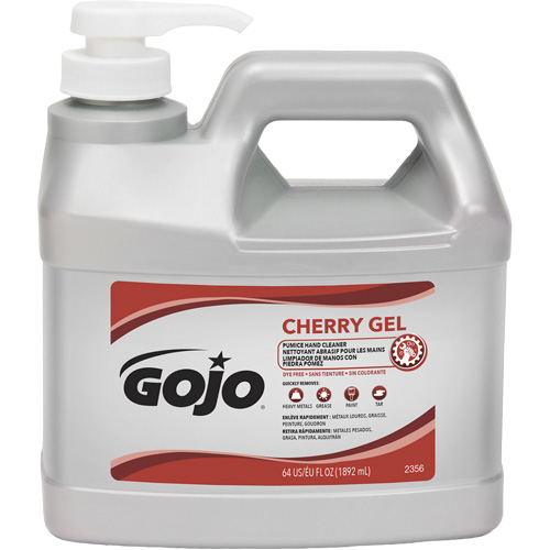 Hand Cleaner, Gel/Pumice, 1.89 L, Pump Bottle, Cherry Ontario Packaging