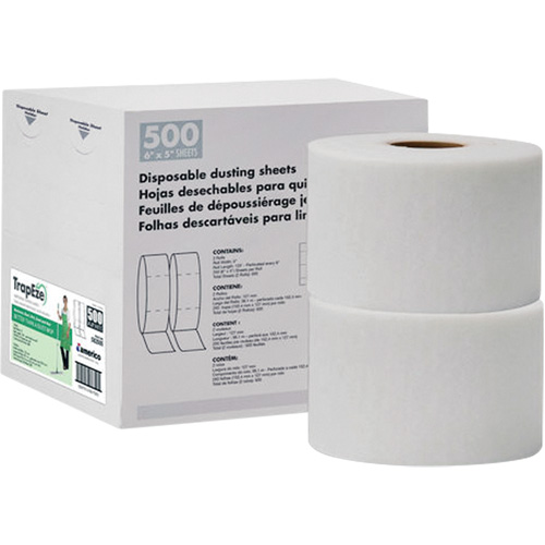 Feuilles &agrave; &eacute;pousseter jetables en double rouleau TrapEze, Polyester, Blanc Ontario Packaging
