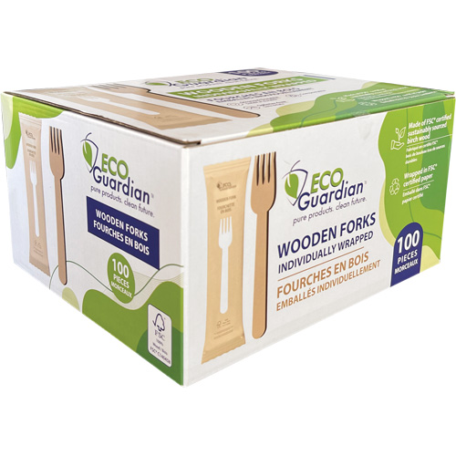 Fourchettes en bois emball&eacute;es individuellement Ontario Packaging