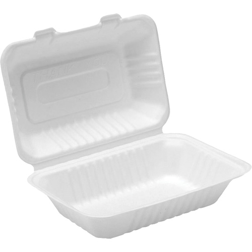 Contenants &agrave; charni&egrave;re pour nourriture compostable, Bagasse, Rectangulaire Ontario Packaging