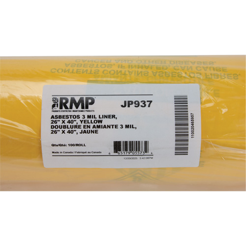 Hazardous Waste Liners, Asbestos, 40" L x 26" W, 3 mils Ontario Packaging