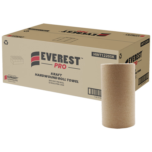 Kraft Hardwound Roll Towels, 1 Ply, Centre Pull, 205' L Ontario Packaging