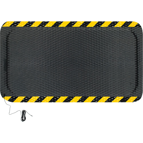 Tapis conductible Hog Heaven, 3' la x 5' lo, 5/8" &eacute;paisseur, Noir/Jaune, Nitrile Ontario Packaging