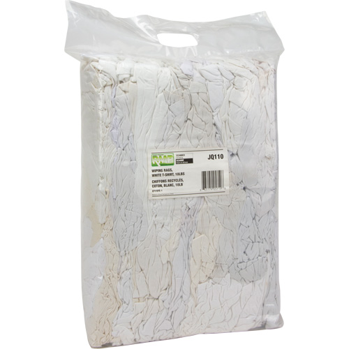 Recycled Material Wiping Rags, Cotton, White, 10 lbs. Ontario Packaging