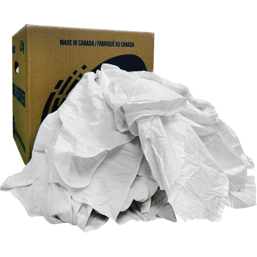 Recycled Wiping Rags, Cotton, White, 10 lbs. Ontario Packaging