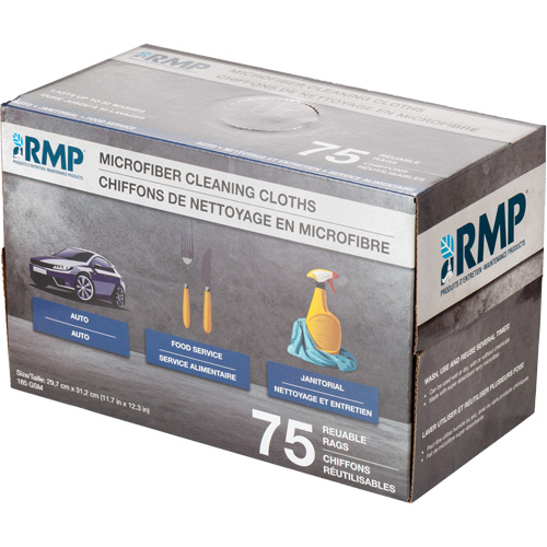 Washable Cleaning Cloths, Microfibre, White Ontario Packaging