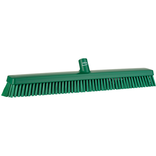 Heavy-Duty Push Broom, Fine/Stiff Bristles, 24", Green Ontario Packaging