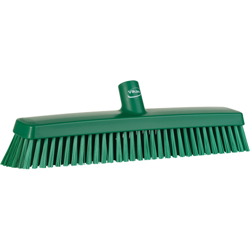 Push Broom Head, Fine/Stiff Bristles, 16-1/2", Polyester/Polypropylene, Green Ontario Packaging