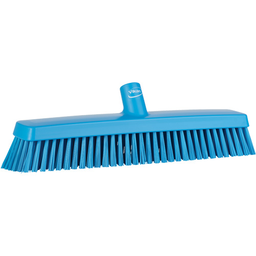 Push Broom Head, Fine/Stiff Bristles, 16-1/2", Polyester/Polypropylene, Blue Ontario Packaging