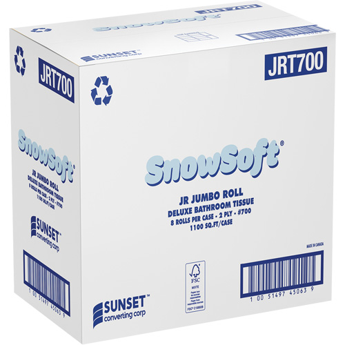 Papier hygi&eacute;nique de luxe Snowsoft, Rouleau G&eacute;ant, 2 Pli, Blanc Ontario Packaging