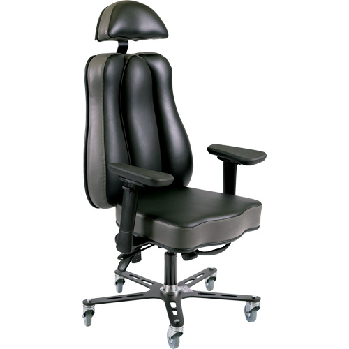 Chaise ergonomique 24 h Synergo II, Vinyle, Noir/gris, Capacit&eacute; 350 lb Ontario Packaging