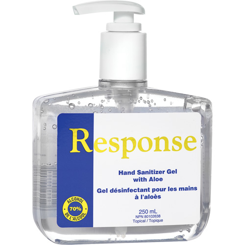 Gel d&eacute;sinfectant pour les mains &agrave; l'alo&egrave;s Response, 250 ml, Bouteille &agrave; pompe, 70 % alcool Ontario Packaging
