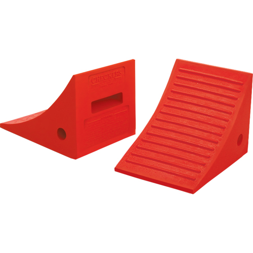 General Purpose Wheel Chocks, Polyurethane, Orange, 8" W x 11-1/4" D x 8-1/4" H Ontario Packaging