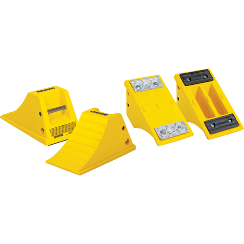 All-Terrain Heavy-Duty Wheel Chocks, Polyurethane, Yellow, 8-1/2" W x 15-1/2" D x 8-1/4" H Ontario Packaging