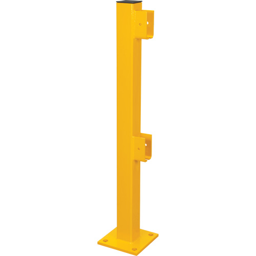 End Post for Light-Duty Guard Rails, Steel, 42" H, Safety Yellow Ontario Packaging