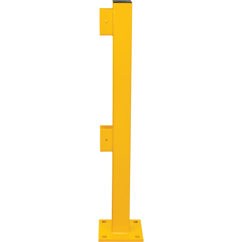 End Post for Light-Duty Guard Rails, Steel, 42" H, Safety Yellow Ontario Packaging