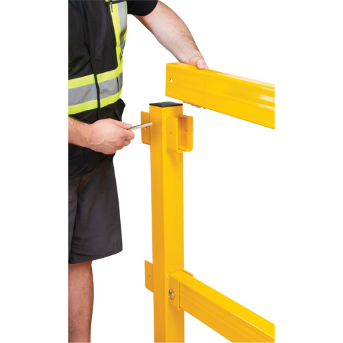 In-Line Post for Light-Duty Guard Rails, Steel, 42" H, Safety Yellow Ontario Packaging