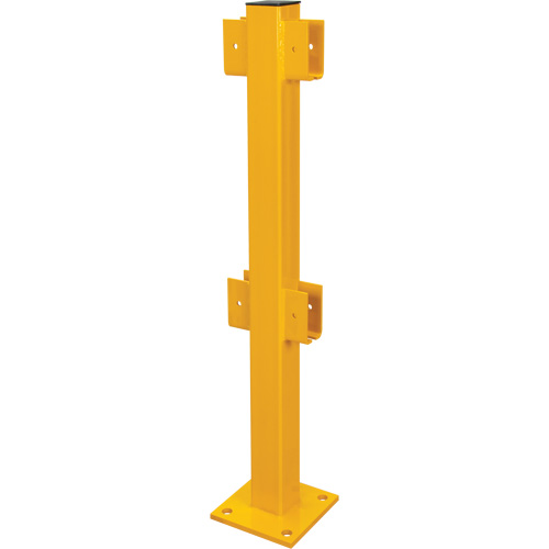 In-Line Post for Light-Duty Guard Rails, Steel, 42" H, Safety Yellow Ontario Packaging
