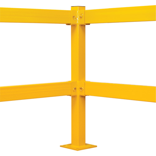 Poteau de coin pour garde-corps l&eacute;gers, Acier, 42" h, Jaune s&eacute;curit&eacute; OSHA Ontario Packaging