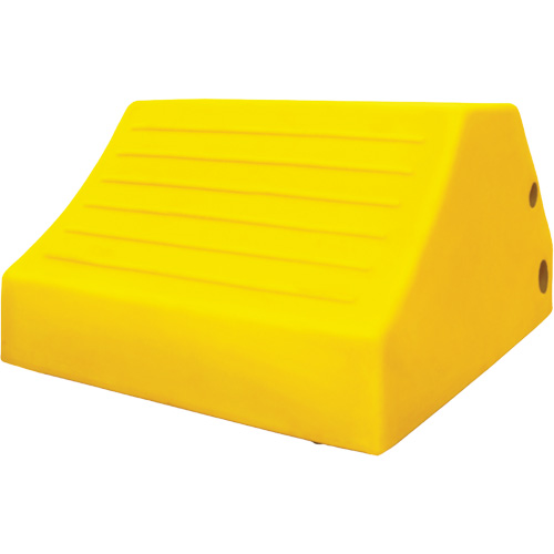 165 Ton Large Equipment Wheel Chock with Handle & Hole, Urethane, Yellow Ontario Packaging
