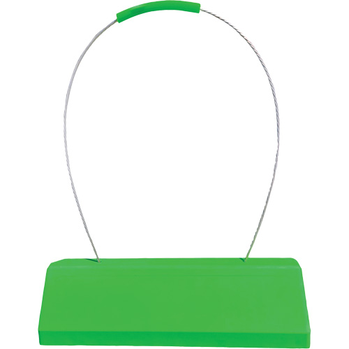 Cale de roue pour avion Checkers Safety SafeRay avec poign&eacute;e &agrave; c&acirc;ble ergonomique, Ur&eacute;thane, Vert fluorescent, 24" la x 8" p x 6" h Ontario Packaging
