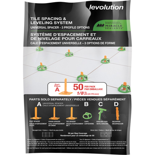 Cales d'espacement universelles Miracle Sealants Levolution Ontario Packaging