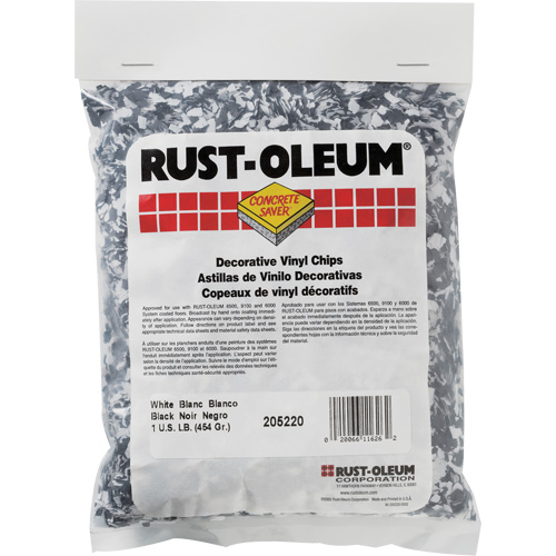 Pastilles de vinyle d&eacute;coratives Concrete Saver, 0,5 kg, Sac, M&eacute;lange noir/blanc Ontario Packaging