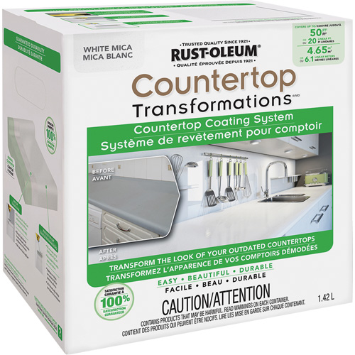 Countertop Transformations&reg; Mica Countertop Coating System, 1.42 L, Kit, White Mica Ontario Packaging