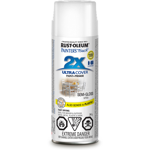 Peinture &agrave; pouvoir couvrant &eacute;lev&eacute; Painter's Touch, Blanc, Semi-brillant, Canette a&eacute;rosol Ontario Packaging