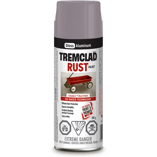 Peinture antirouille &agrave; base dhuile Tremclad, Aluminium argent, Brillant, Canette a&eacute;rosol Ontario Packaging