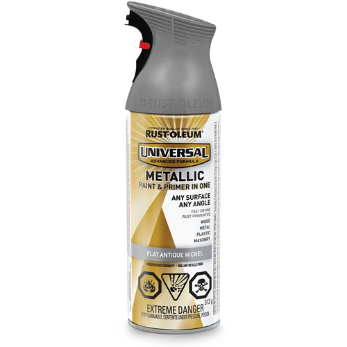 Peinture &agrave; pulv&eacute;riser Universal, Gris nickel antique, M&eacute;tallique, Canette a&eacute;rosol Ontario Packaging