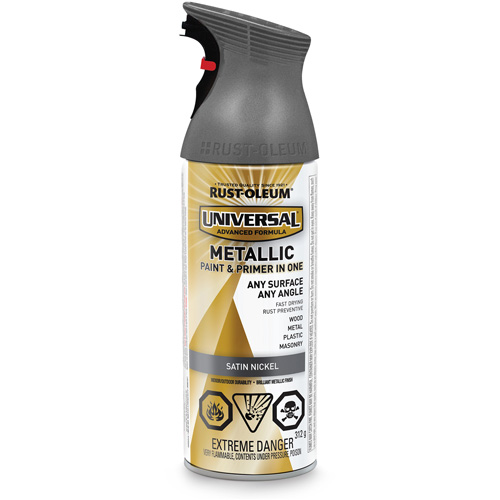 Peinture &agrave; pulv&eacute;riser Universal, Nickel satin&eacute;, Satin, Canette a&eacute;rosol Ontario Packaging