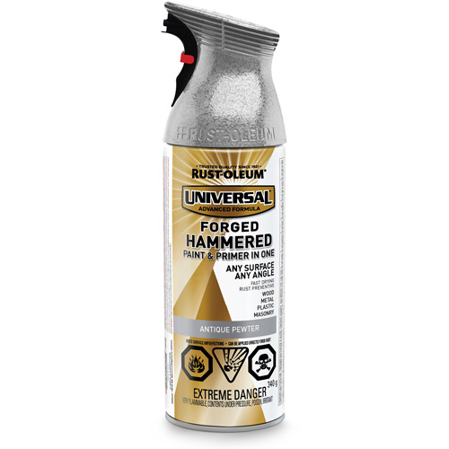 Universal&reg; Paint & Primer In One, Antique Pewter, Hammered, Aerosol Can Ontario Packaging