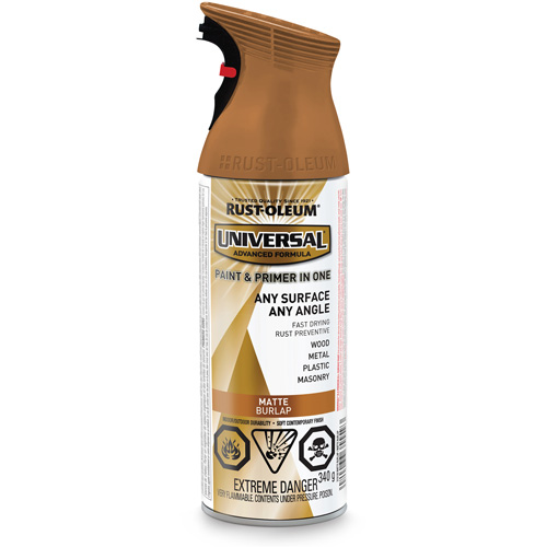 Universal&reg; Enamel Paint & Primer In One, Burlap Brown, Matte, Aerosol Can Ontario Packaging
