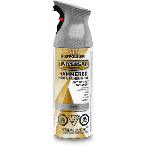 Universal&reg; Paint & Primer In One, Silver Aluminum, Hammered, Aerosol Can Ontario Packaging