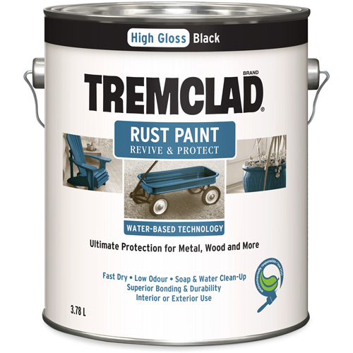 Peinture antirouille &agrave; base d'eau Tremclad, 3,78 L, Gallon, Noir Ontario Packaging