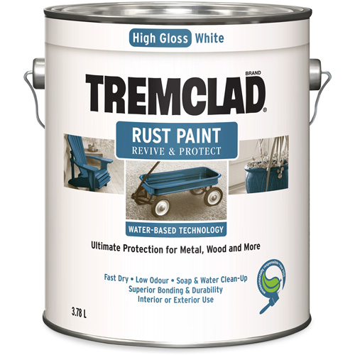 Tremclad&reg; Water-Based Rust Paint, 3.78 L, Gallon, White Ontario Packaging